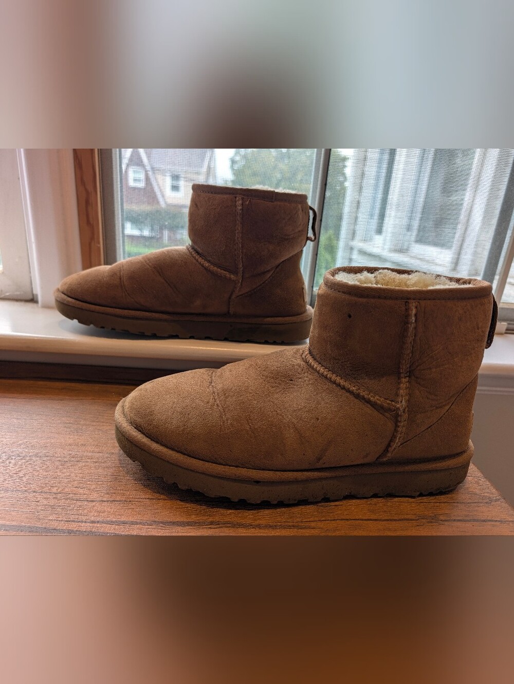 UGG Classic Mini II Boots Chestnut Suede Shearling Ankle Booties Warm Winter 10